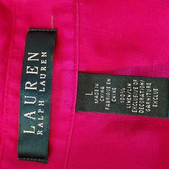 Lauren Ralph Lauren Women's Blouse Shirt Barbie Hot Pink 100% Linen Size L - Picture 12 of 16